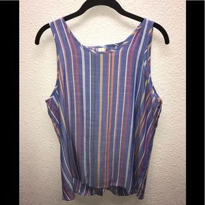 Chambray Striped Sleeveless Top
